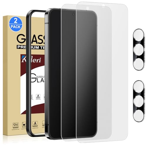 Ksleri Panzer Matt Glas für Samsung Galaxy S24, 2 folie + 2 Kameraschutz | Matte Schutzfolie 9H Gehärtetes Glas Screen Protector mit Einfache Montage Rahmen (2024 6,2 Zoll)