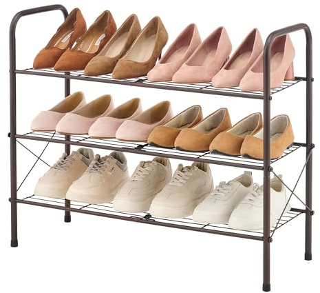 FAVOOSTY Schuhregal mit 3 Ebenen, 70cm Metall Shoes Rack, Schuhständer, Regal Schuhe 20 Paar für Eingang, Flur, Garderobe, Wohnzimmer, Schlafzimmer, 70 x 58 x 27 cm