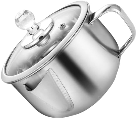 TOPBATHY 1pc Stainless Steel Filter Cup Kitchen Oil Separator Fat Skimmer Soup Grease Strainer Can Containers for Food Cooking Oil Fat Separator Bowl Gravy Pot Glass Household Oil Filter