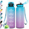 KollyKolla Trinkflasche 1.5 Liter, Große Trinkflasche Sport mit Strohhalm, Wasserflasche Auslaufsicher, Trinkflasche Kohlensäure Geeignet, Trinkflasche mit Zeitmarkierungen, flasche für Erwachsener