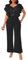IWFEV Damen Jumpsuit Pailletten Patchwork Overlay Rüschen Ärmellos Volle Länge V-Ausschnitt Strampler mit Taschen, Schwarz , 42