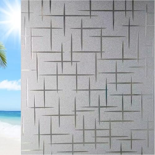 Milchglasfolie Sichtschutz 130 x 300 cm Uv-Schutz Folie Sichtschutz Hitze Statisch Haftend Sichtschutzfolie Fensterfolie Thermofolie für Büro Und Haus, Stern