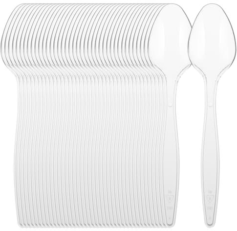 LDXDRU 300 Stück 14,7cm Plastiklöffel, Plastik Mehrweg Löffel Suppenlöffel Mehrweglöffel, Wiederverwendbar Dessertlöffe Partygeschirr Plastikbesteck für Familie Partys Geburtstagsfeiern Hochzeiten