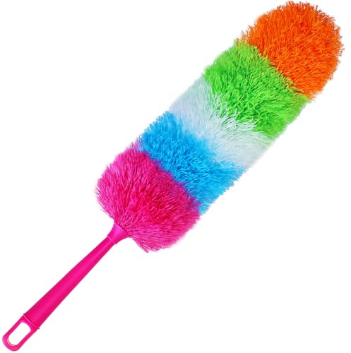 HTOOLPRO 20-Inch Microfiber Hand Duster, Rainbow Feather Duster for Household Cleaning