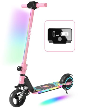 E-RIDES Trottinette électrique Enfant,Trottinette Electrique 6-12 Ans,Pliable Trottinette Enfant,Trotinette Electrique Écran LED,PliableTrottinettes électriques Autonomie de 8 km (Rose)