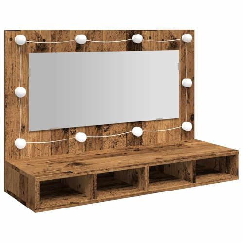 vidaXL Spiegelschrank mit LED Altholz 90x31,5x62 cm