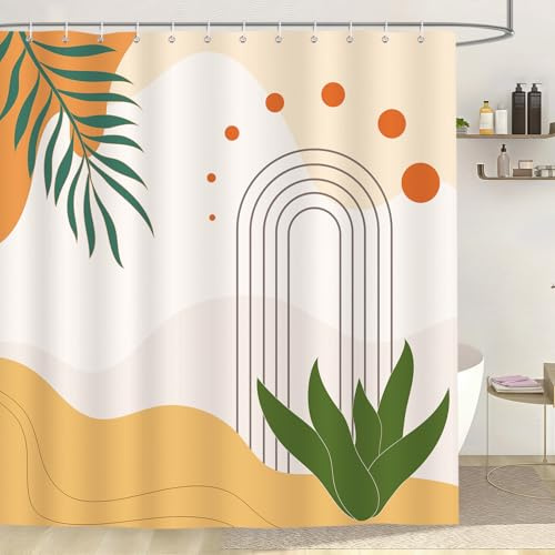 Dazzlewall Boho-Duschvorhang, abstrakt, wasserdicht, 180 x 180 cm, schimmel- und schimmelresistentes Polyestergewebe mit 12 Haken