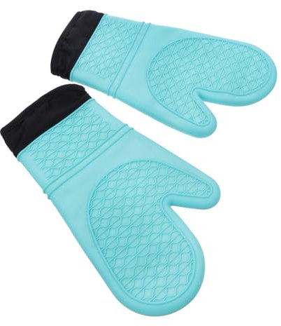 Alipis Fireproof Gloves Zeal Oven Gloves Bbq Heat Resistant Green Silicone Baking Mitts