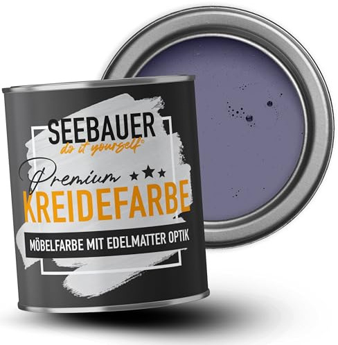 SEEBAUER diy Kreidefarbe für Möbel Violett 750ml für Innen (No. 912 Cosmic Dust) Möbelfarbe ohne Schleifen - Holzfarbe extra matt - Holzlack, Möbellack hohe Deckkraft