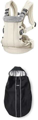 Bundle of BabyBjörn Babytrage Harmony, 3D-Netzstoff, Creme + Bezug für Babytrage, Schwarz