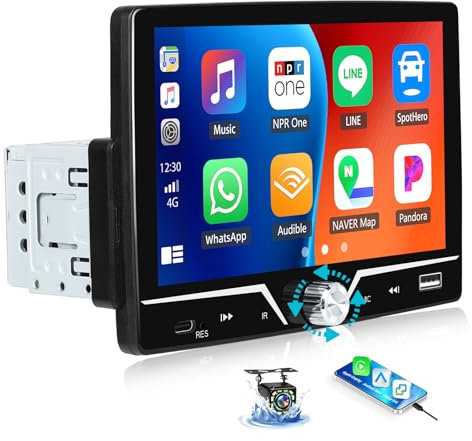 OiLiehu Single Din Car Stereo with Wired CarPlay Android Auto, 7 Car Radio 1 Din with Touchscreen, MP5 Multimedia Player with Mirror Link, Bluetooth, FM, USB, Type-C, EQ, SWC, Back Camera