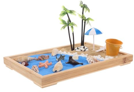 EXAOMBLE Ocean Sand Table Decorative Sandbox Tabletop Ornament Zen Beach Adornment