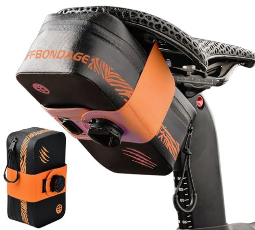 QINGZY Fahrrad Satteltasche Bikepacking, 0.5L Fahrradsitz Tasche Wasserdicht, Werkzeugtasche Rennradtasche für Gravelbike, Rennrad und MTB, Schwarz (Orange)