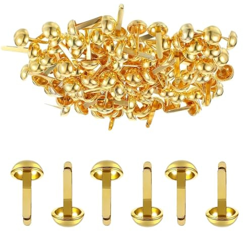 txuzong 300 Pièces Attaches Parisiennes en Or pour Scrapbooking DIY - Clips Bipodes Métalliques à Tête Ronde - Accessoires de Décoration pour Cartes, Journal Créatif, Projets Artistiques et Artisanat