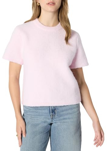 Amazon Essentials Women's (Demi's Pick) Relaxed-Fit Faux Mohair Short-Sleeve Jumper Top, Pastel Lilac, S