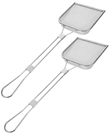 Écumeur D'huile Graisse Skimmer 2 Pièces en Acier Inoxydable | Araignée Cuillère Souche Argenté, Passoire à Huile à Mailles Fines pour Aliments Frits