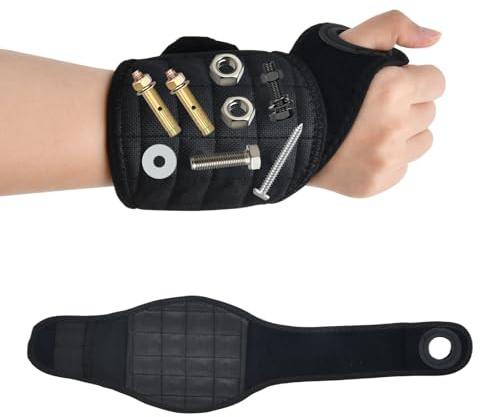 Bracciale Magnetico per Artigiani, Braccialetto Magnetico con 16 Magneti per Tenere le Viti, Regali per Uomini Papà Nonno,Regalo per la Festa Del Papà Regali di Pasqua Regali per la Festa Degli Uomini