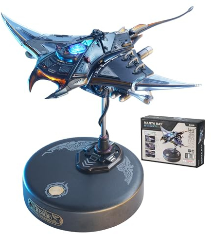 ROKR 3D Puzzle Manta Ray Mechanische Modellbau, Meerestiere 3D Puzzle Erwachsene Mit Bewegungs- und LED-Lichteffekt, STEM-Modellbausatz für Erwachsene (MI06)