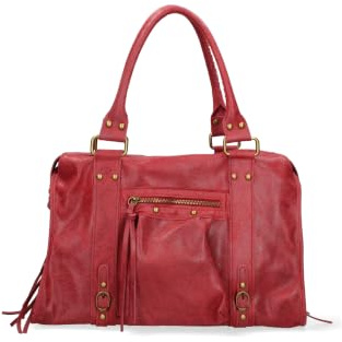Gave Lux Schultertasche Damen Leder aus bedrucktem Wildleder 41x28x13 cm