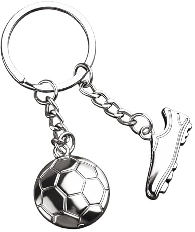EZVEZS Schlüsselanhänger Fußball,Fussball Schlüsselanhänger,Metall Sport Fußball Anhänger,Fußballgeschenke Jungen,Silber Fussballschuh Fussball Anhänger,Fußballfan Geschenke für Männer Frauen