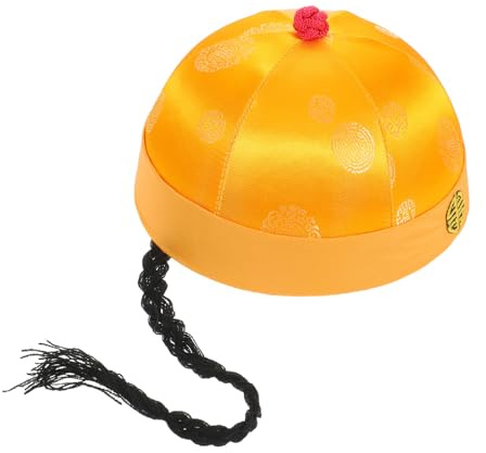BESPORTBLE Chapeau de Cosplay Empereur Chinois Ancien pour Garçon et Filles, Coiffe de Costume Vintage en Tissu Doux, Couvre-Chef Longue Queue de Cheval, pour Spectacles et Fêtes à Thème