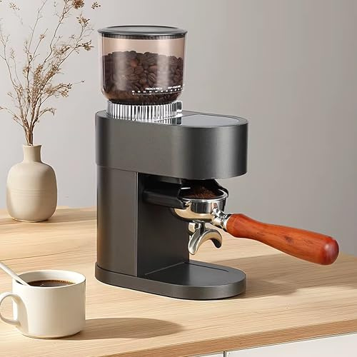 AIROX Smart Coffee Bean Grinder - Professional Electric 420 CNC Stainless Steel Conical Burr, 51mm & 58mm Portafilter Compatible - 250g Hopper, LED Display, Precision Espresso Grinder (Black)
