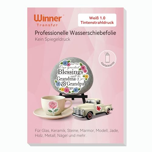 WinnerTransfer A4X10 Inkjet Wasserschiebefolie(WEISS) water slide paper | für Tintenstrahldrucker,Kerzentattoos,für Nagelkunst,Tassen,Keramik, Glas, Metall, Nassschiebefolie