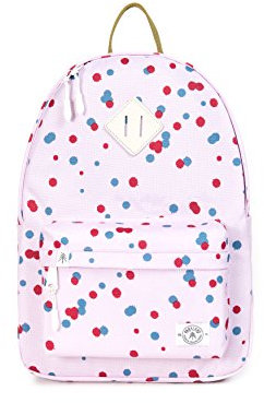 Parkland Bayside genarbtem Leder Laptop Rucksack, Cabrio Fashion Schultertasche, Reisen Rucksack Pink Polka Drops