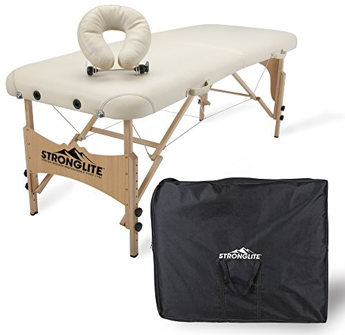 STRONGLITE Massageliege Shasta - Mobiler, Tragbarer Massagetisch inkl. Tasche, Verstellbarer Kopfstütze, Gesichtskissen (70x185cm)