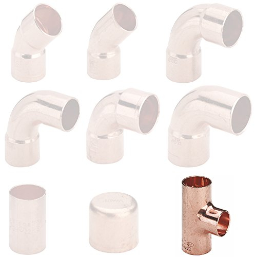 Fittingstore - Kupfer Lötffinge Bogen Winkel Muffe Kappe T-Stück verschiedene Größen (T-Stück - 15 mm)