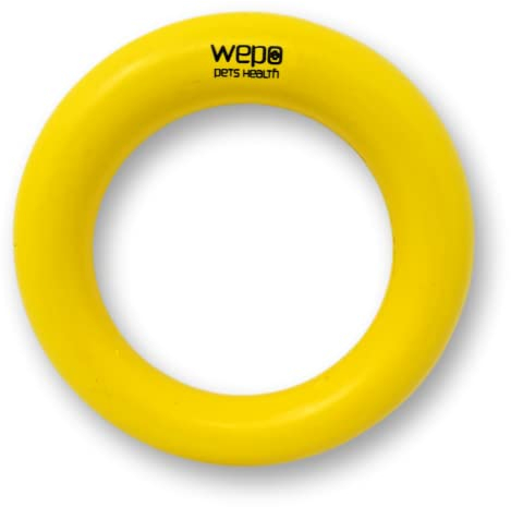 WEPO Hundespielzeug Ring Ø 15cm Gelb - Wurfspielzeug - Interaktives Zergel für Große & Kleine Hunde - Zum Werfen & Trainieren