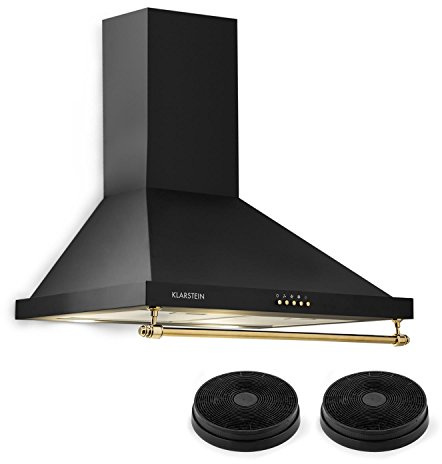Klarstein Montblanc 60 Dunstabzugshaube - Abzugshaube, Wandabzugshaube, Abluft/Umluft, 3 Stufen, max. 610 m³/h, Wandanbau, 60 cm, Aluminium-Fettfilter, inkl. 2 x Aktivkohlefilter, schwarz