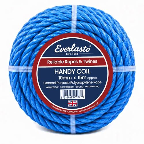 EVERLASTO TRADE HANDY COILS BLUE POLYPROPYLENE POLY ROPE (10MM X 15M)