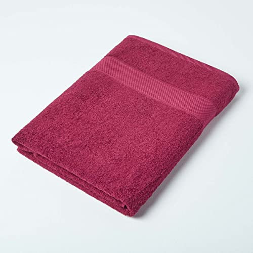 Homescapes Bordeaux-farbenes XXL-Badehandtuch/Saunatuch aus 100% türkischer Baumwolle mit 500g/qm, Flauschiges Saunahandtuch/Strandtuch 100 x 180 cm, weinrot