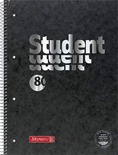 BRUNNEN Collegeblock Premium Student FACT!plus | A4, Lineatur 28, 80 Blatt, schwarz