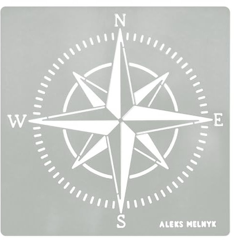 Aleks Melnyk No.72 Maritime Schablone Silhouette, Wandschablone Kompass, Kompass Rose, Windrose, Metall Stencil Vorlagen, Gravur Schablone, Brandmalerei Schablone, 1 Stück