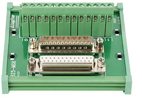 Modulo di interfaccia per montaggio su guida DIN DB25 D-Sub maschio e femmina di