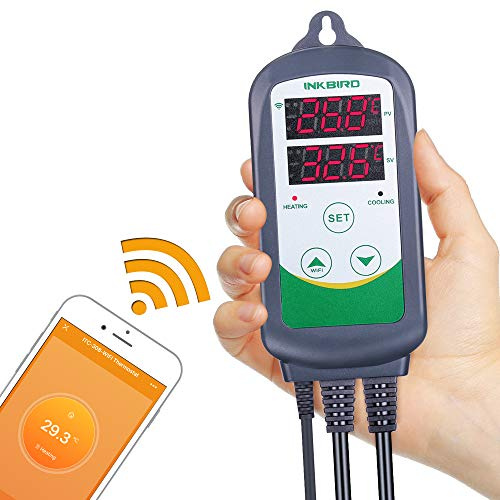 Inkbird ITC-308 WLAN Temperaturregler, Digitaler Thermostat, Fernüberwachungstemperatur für Homebrew, Reptilien, Gewächshaus, Inkubation.