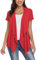 EXCHIC Abiti Manica Corta a Maniche Corte con Bordo Anteriore Aperto da Donna (2XL, Rosso)