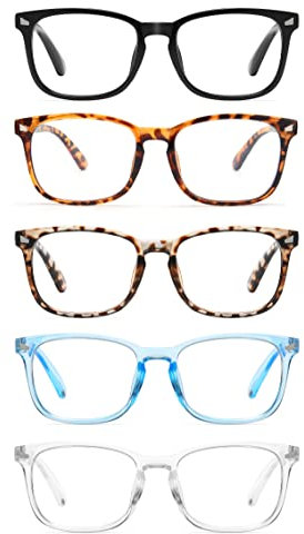 CCVOO 5 Stück Lesebrillen Blaulicht blockierend, Filter UV-Strahlung/Blendung Computerleser Mode Nerd Brillen Damen/Herren (*C1 Mix, 3,5)