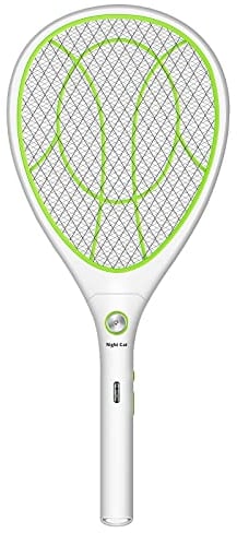 Night Cat Raqueta Matamoscas Mosquitos Electrica: Mata Moscas Mosquitos Electrico Antimosquitos Antimoscas Insecto Asesino Eléctrico Fly Killer Bug Zapper 3000V USB Recargable
