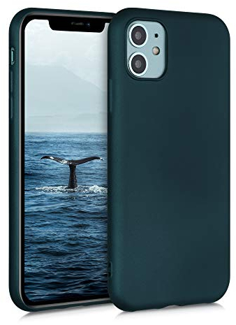 kwmobile Case Compatible with Apple iPhone 11 Case - Soft Slim Metallic TPU Silicone Cover - Metallic Teal