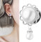 XINHE 2 Stücke Flesh Tunnel Ohr Piercing Plug Ohrpiercing Single Flared Ear Edelstahl Blume mit Perle Strass Kristall Anhänger Silber Weiß,2g(6mm)