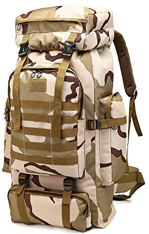 Kabxhueo Grande Zaino Scout 60-80 litri, Zaino da Campeggio Impermeabile Zaino Tattico Militare Camo Travel Backpack Zaini Uomo per Caccia, Trekking, Montagna, Viaggio, Escursionismo, Sopravvivenza
