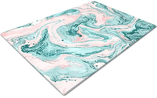 Chopping Board | Glass Chopping Boards for Kitchens | Glass Worktop Savers for Kitchen | Cutting Boards for Kitchen | Chopping Board Non Slip | Small Chopping Board | Pink Green Marble Effect