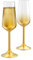 RAKLE Champagne Flutes – Set of 2 Gold Champagne Glasses – Premium Champagne Flutes Glass Set – 6.6oz Tall Stemmed Cocktail Glasses Ideal for Bar, Party, Wedding, Home