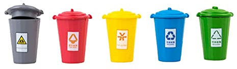 SunniMix Ensemble de 5 Mini Poubelle Poubelles Enfants Camion Poubelle Bin Jouet Maison Dollhouse Décor Accessoire, 1:150