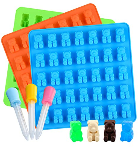 FUNBAKY Gummibärform, groß, 3 Stück, Silikon, BPA-frei, für 105 Süßigkeiten, Schokolade
