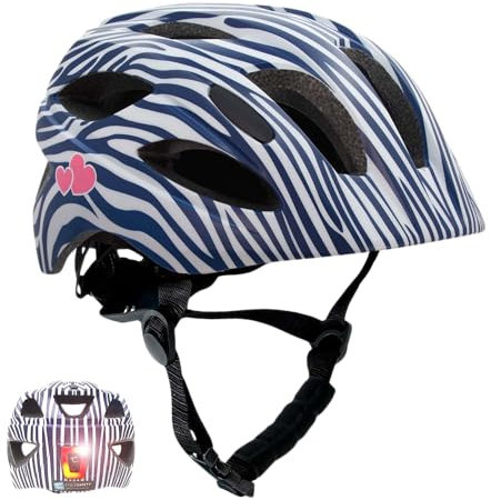 Crazy Safety Cool Casco da bicicletta per bambini, 6 – 12 anni, per bicicletta, skateboard, mountain bike, pattini in linea, luce posteriore ricaricabile USB, casco da bicicletta regolabile 54 – 58 cm