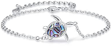 PRAYMOS Meeresthema Armbänder 925 Sterling Silber Schildkröte Armband Tierarmband Schmuck Geschenke für Frauen Mädchen Verstellbare(A-Schildkröte Armbänder)